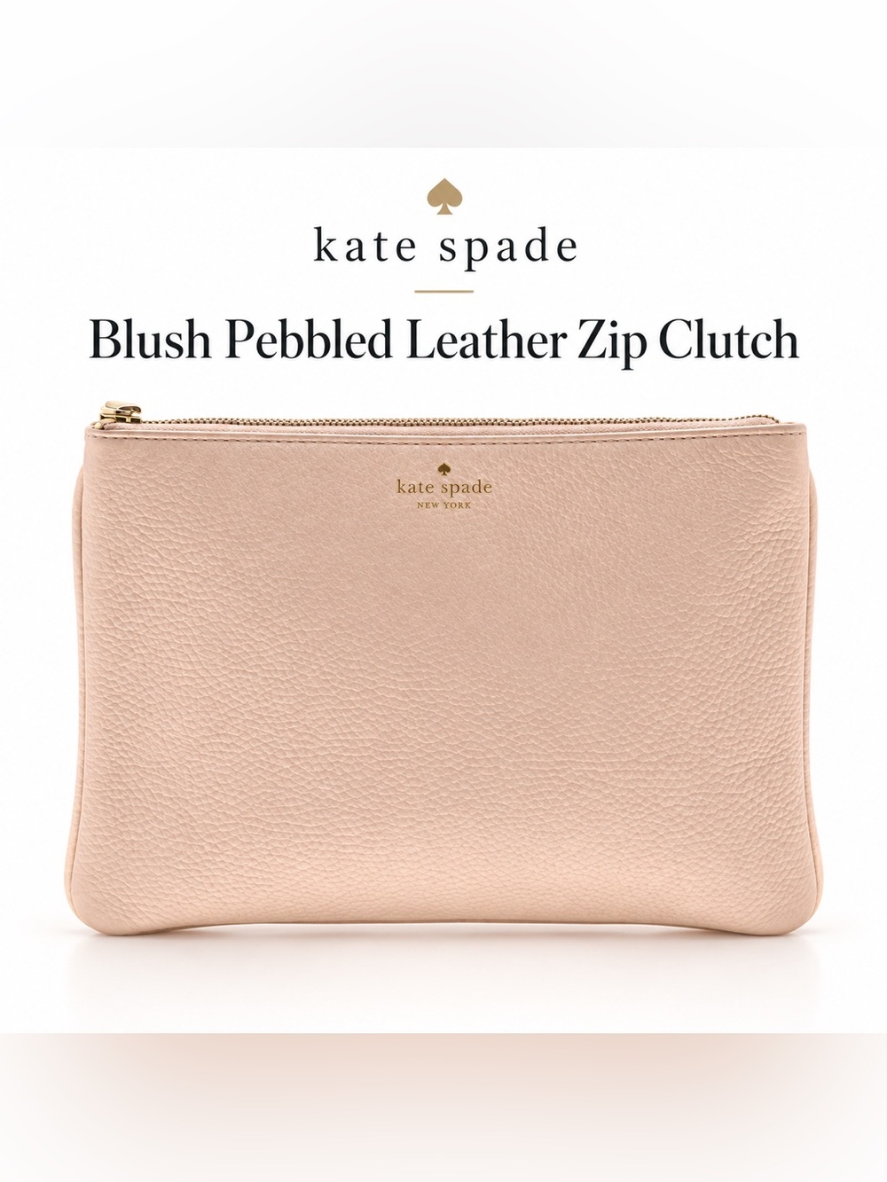 kate spade Blush Pebbled Leather Zip Clutch